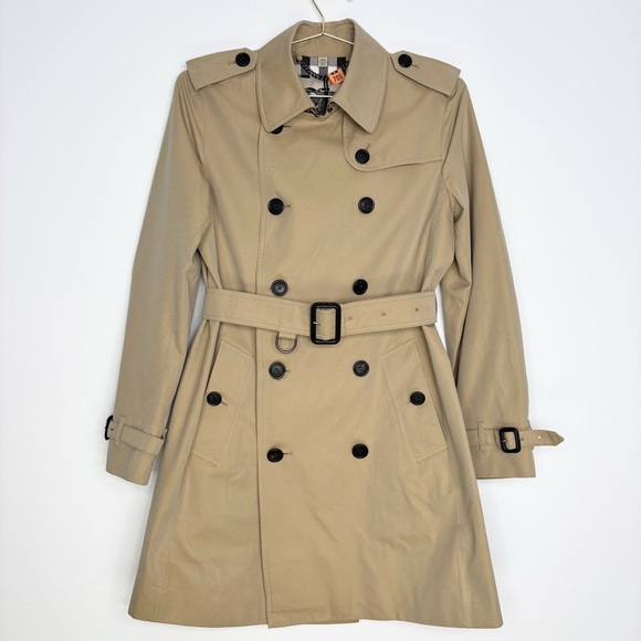 Burberry Buckingham Trench Coat Camel Tan Nova Check Lining Size 10 US Authentic - Picture 3 of 16